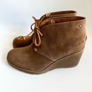 Sperry Top-Sider Women's Stella Prow Ankle Bootie Taupe Suede 6.5